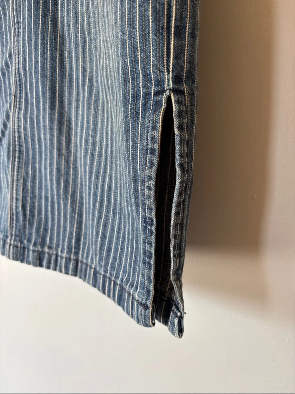 Vintage Y2K GAP Striped Denim Pencil Skirt Blue Slit Mid Rise Size M ( Size 6) - Picture 6 of 11